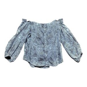 McGuire Denim Cotton Button Front Blouse